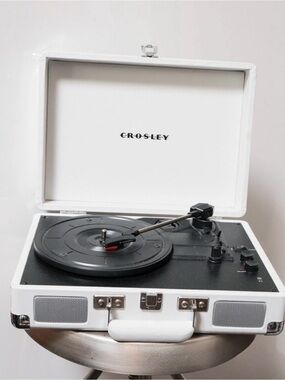 Crosley White and Black Portable Record Player with Built-In Speakers